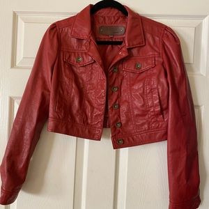 Short pleather red jacket